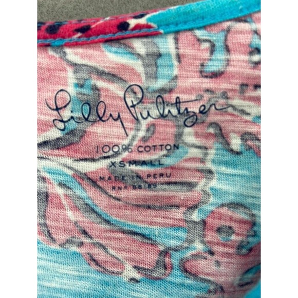 Lilly Pulitzer Dress Women’s XSmall‎ Blue Red Lace Trim 100% Cotton Short Summer - Picture 7 of 11